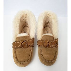 UGG Australia Chestnut Suede Poler Bow Slippers 9